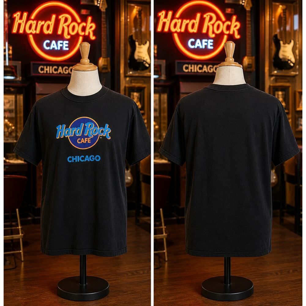 Vintage Hard Rock Cafe Chicago Tee XL Made USA Single Stitch Black